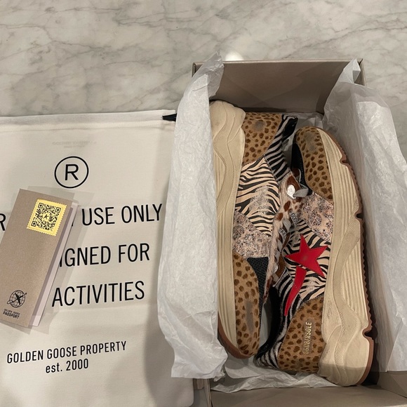 $695 Golden Goose Running Sole Sneakers in Animal-print Various Horsy EU 43 US10 - Picture 4 of 10